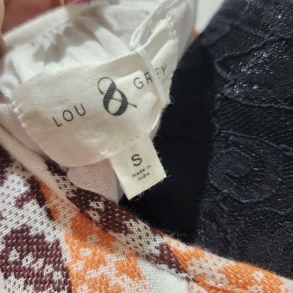 Lou & Grey Boho Tunic Dress Small White Pink Orange Tribal Print Cotton Lined - Picture 9 of 10